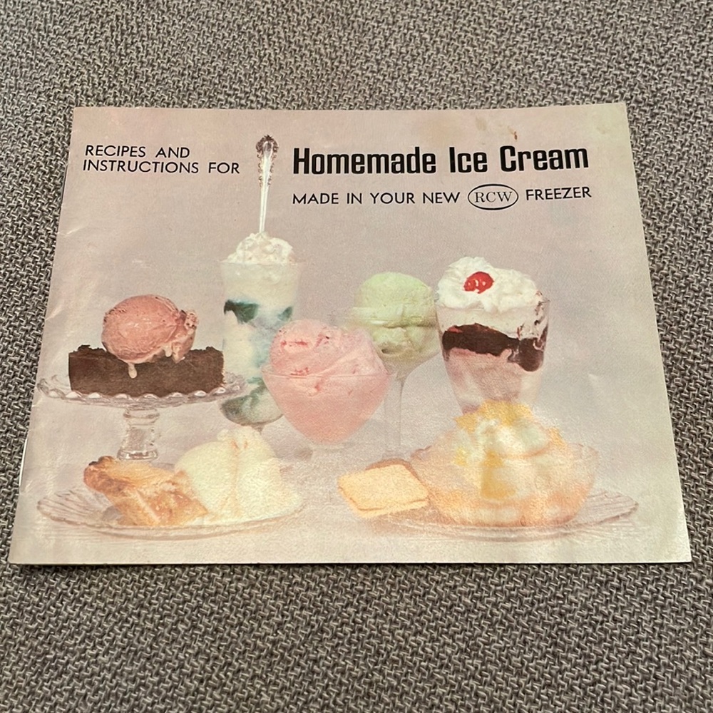 Vintage Recipes & Instructions for Homemade Ice Cream for RCW Ice Cream Machine